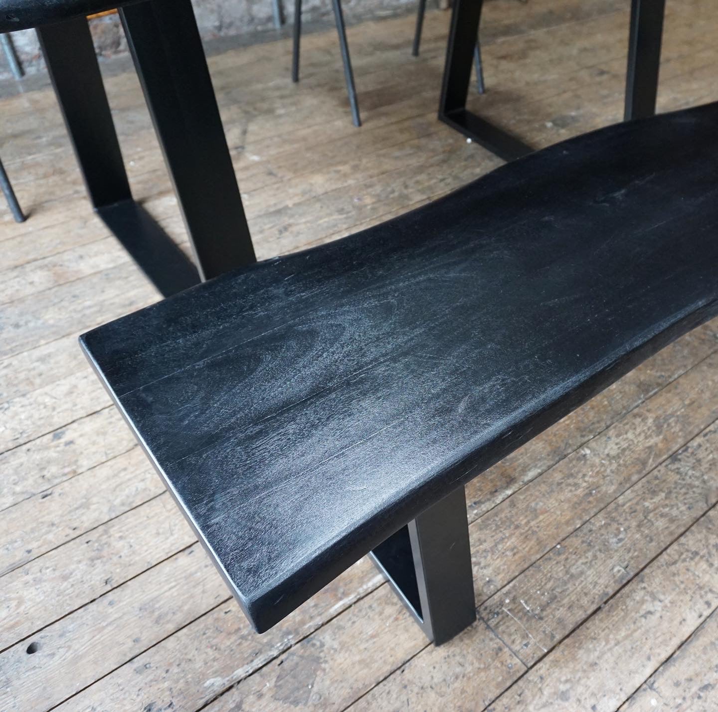 Indiana Solid Acacia Wood Industrial Dining Table in Black (2 Sizes)