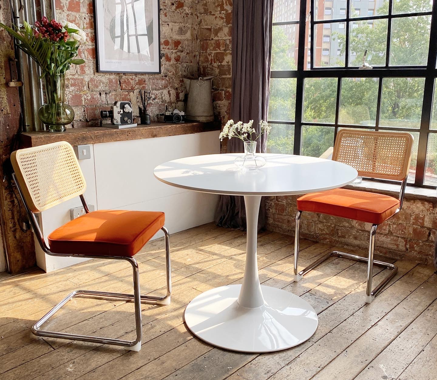 Bella Dining Set with 2 or 4 Brooklyn Dining Chairs in Burnt Orange
