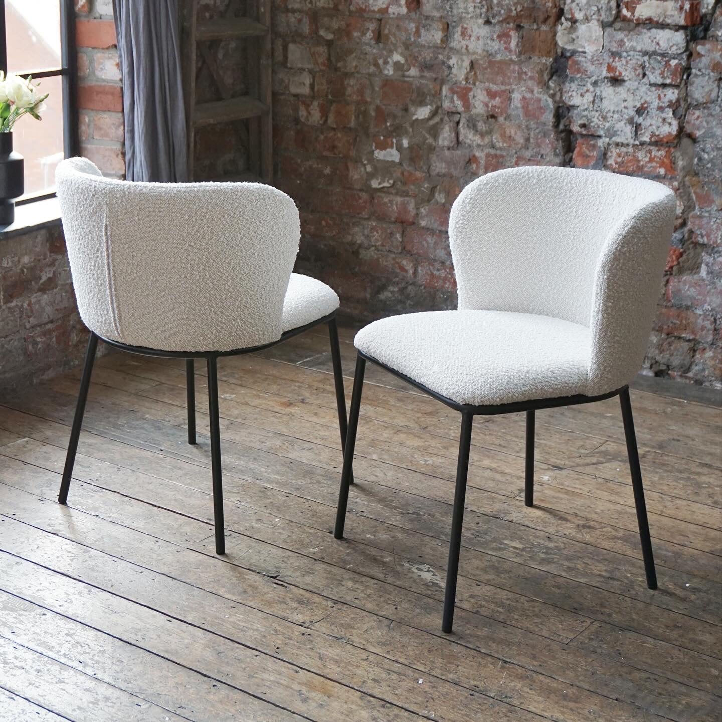 Mila Dining Chairs in Cream Boucle (2pk)