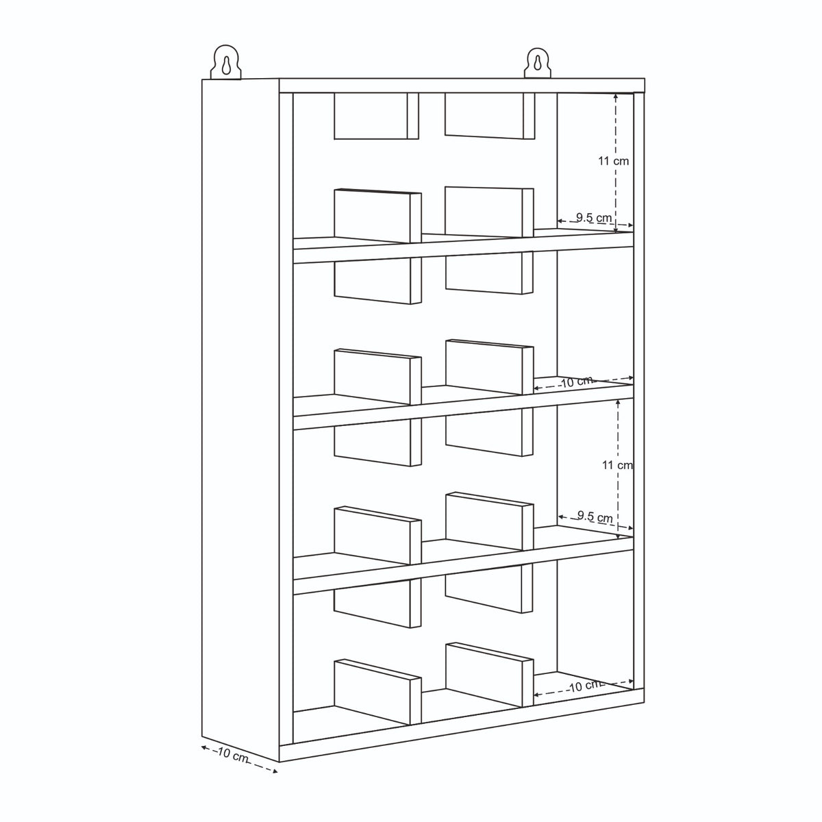 Magu Cup Shelf 3 by 4 in Light Brown