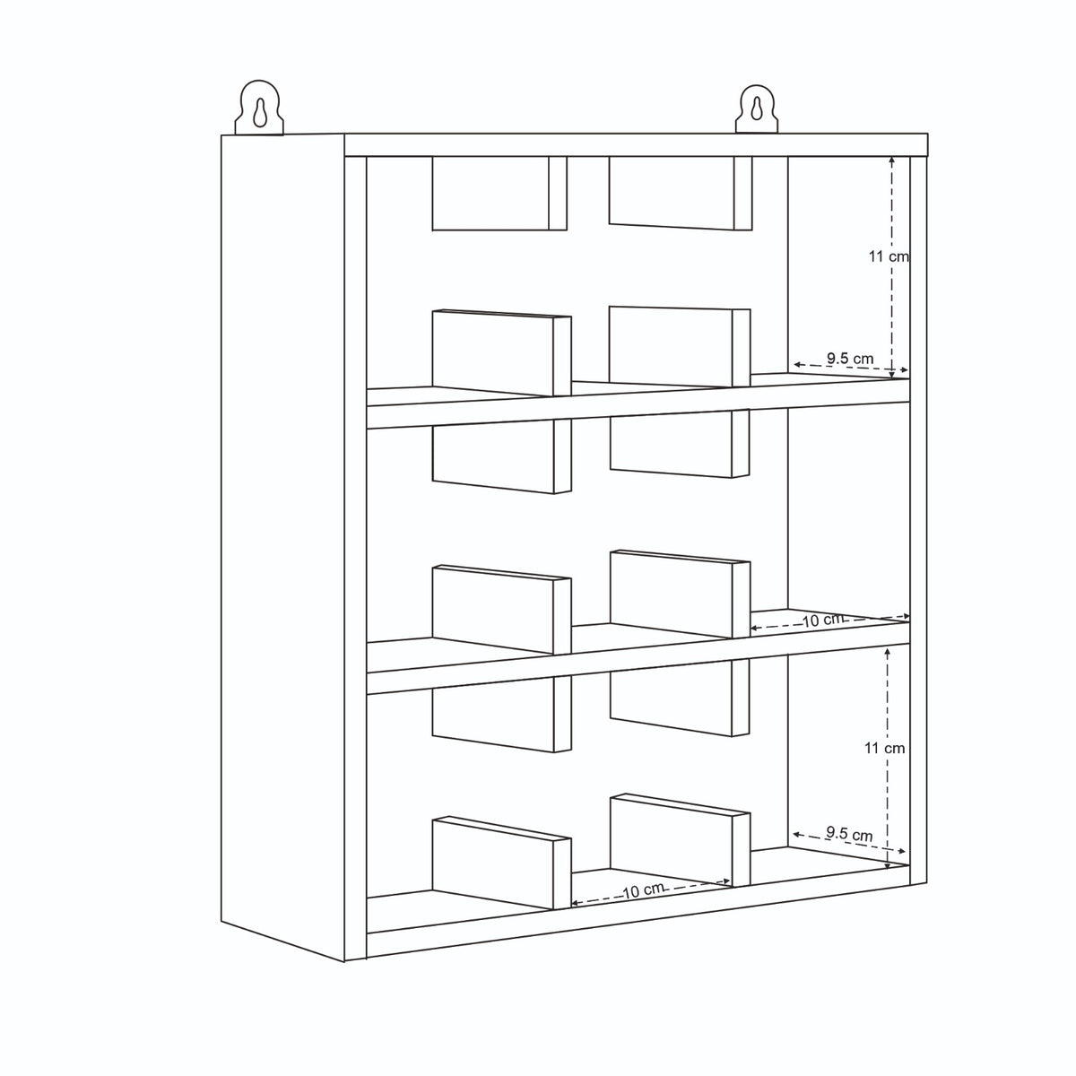 Magu Cup Shelf 3 by 3 in Light Brown