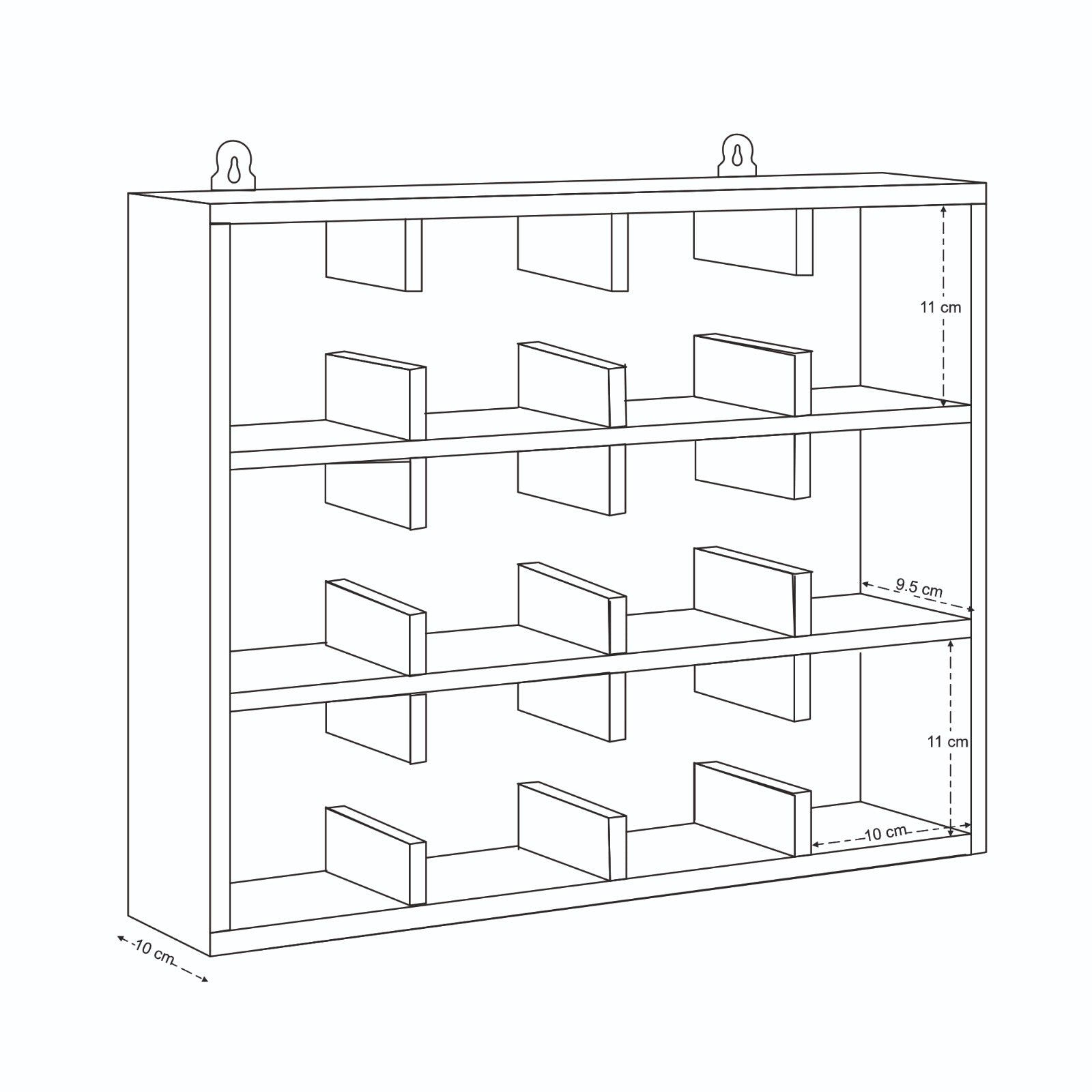 Magu Cup Shelf 4 by 3 in Dark Brown