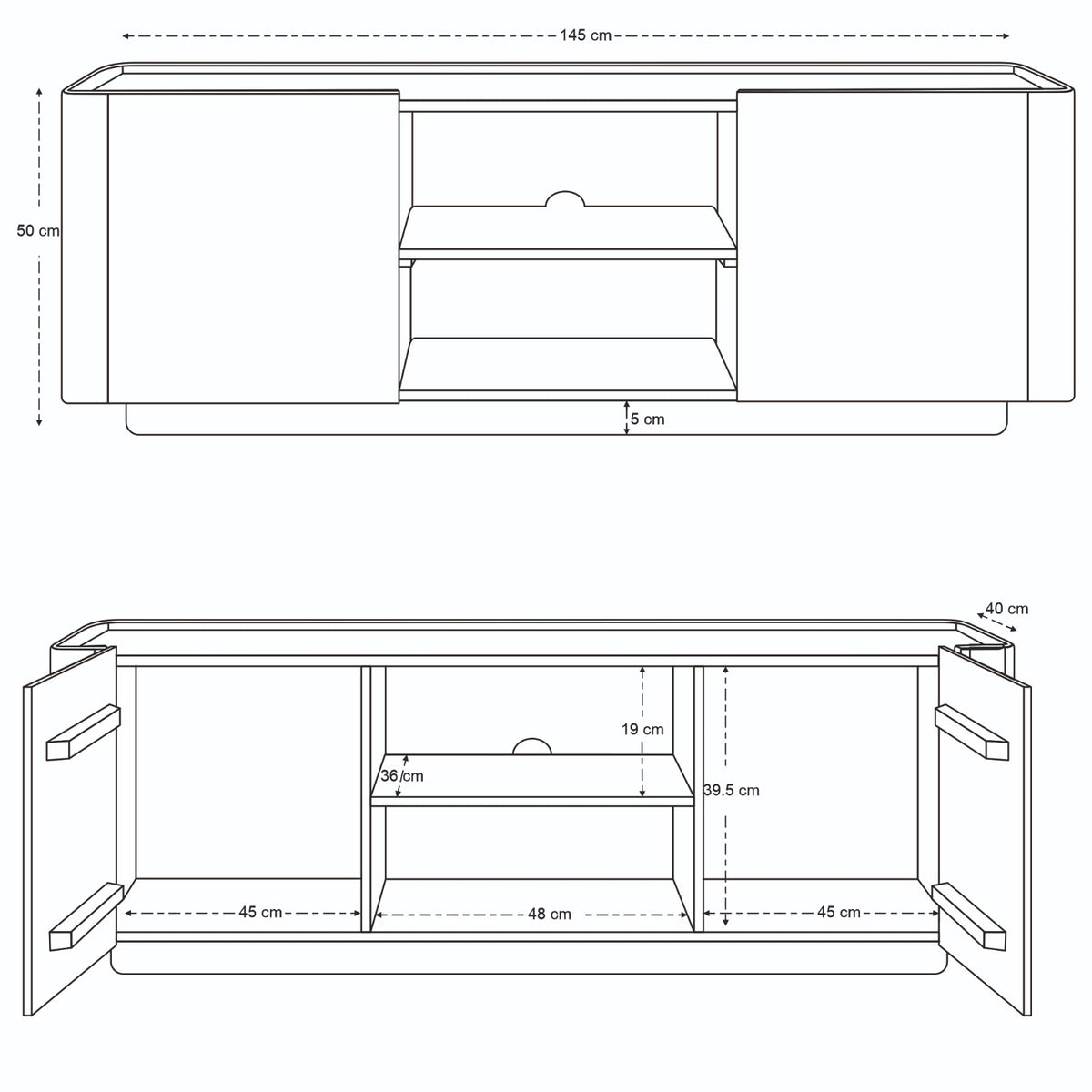 Raya Solid Mango Wood Small TV Stand in Walnut (145cm)