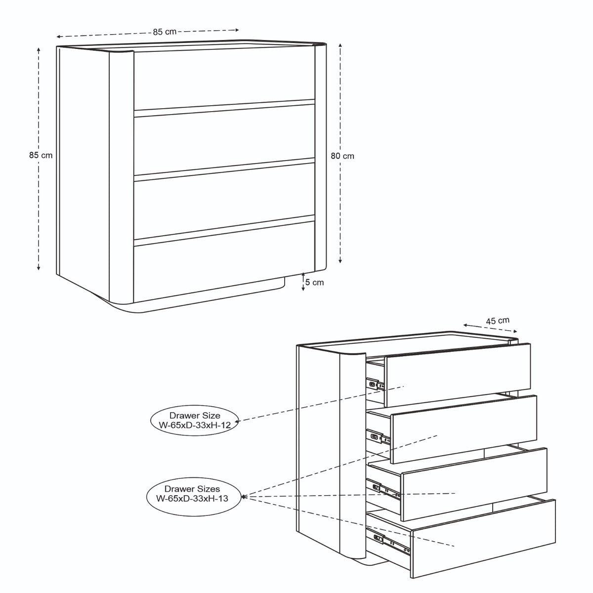 Raya Solid Mango Wood 4 Drawer Chest in Walnut