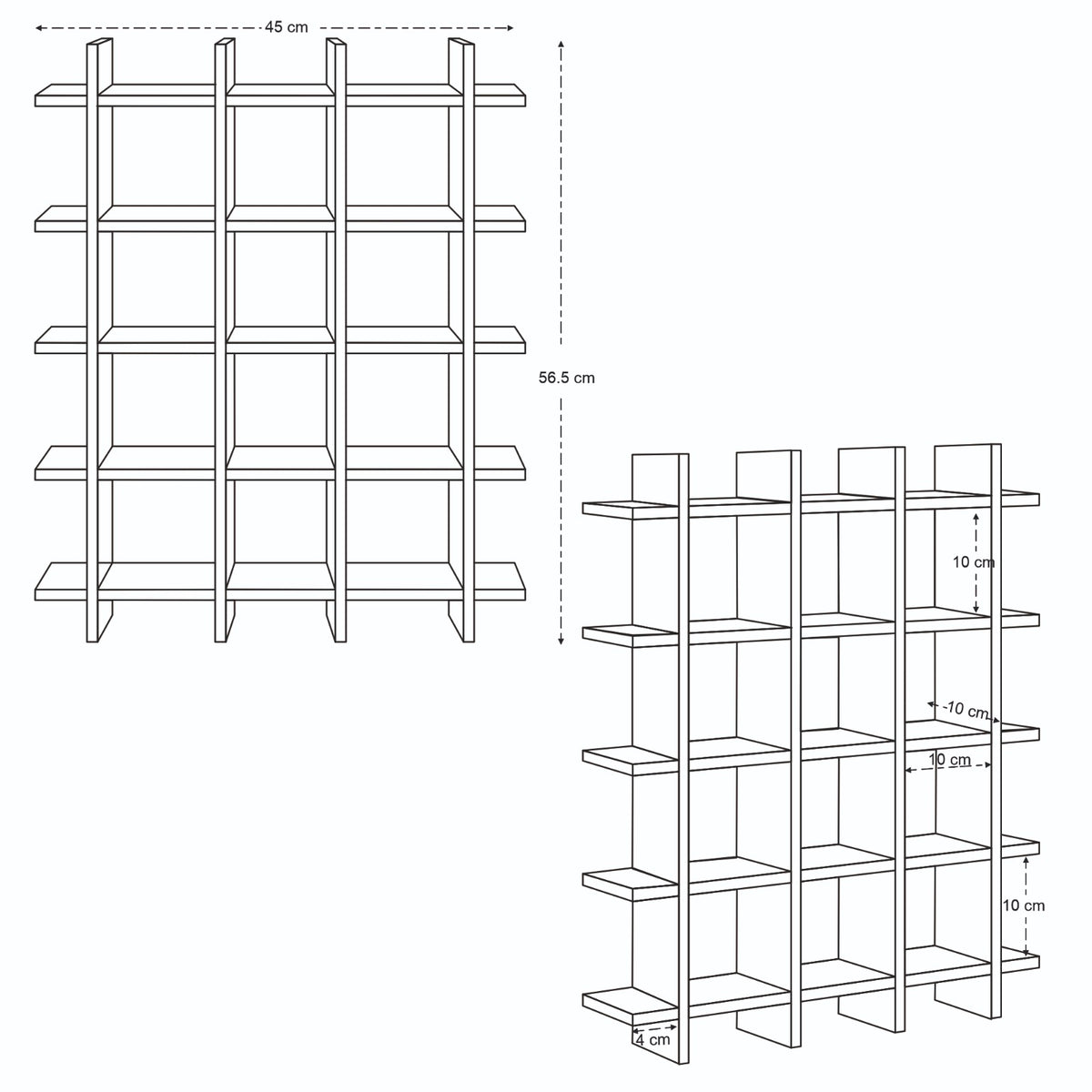 Yunomi Cup Shelf 3 by 4 in Dark Brown