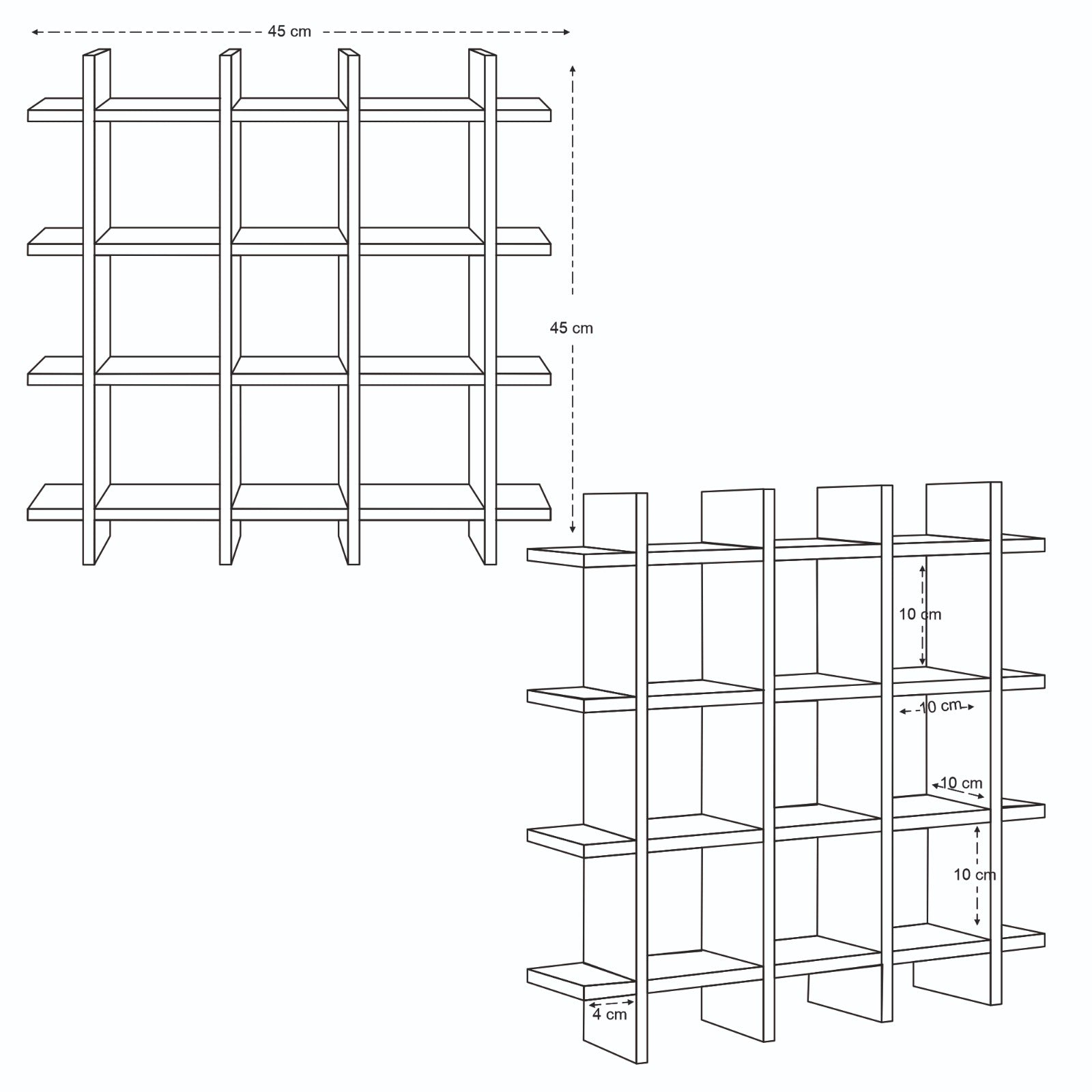 Yunomi Cup Shelf 3 by 3 in Dark Brown