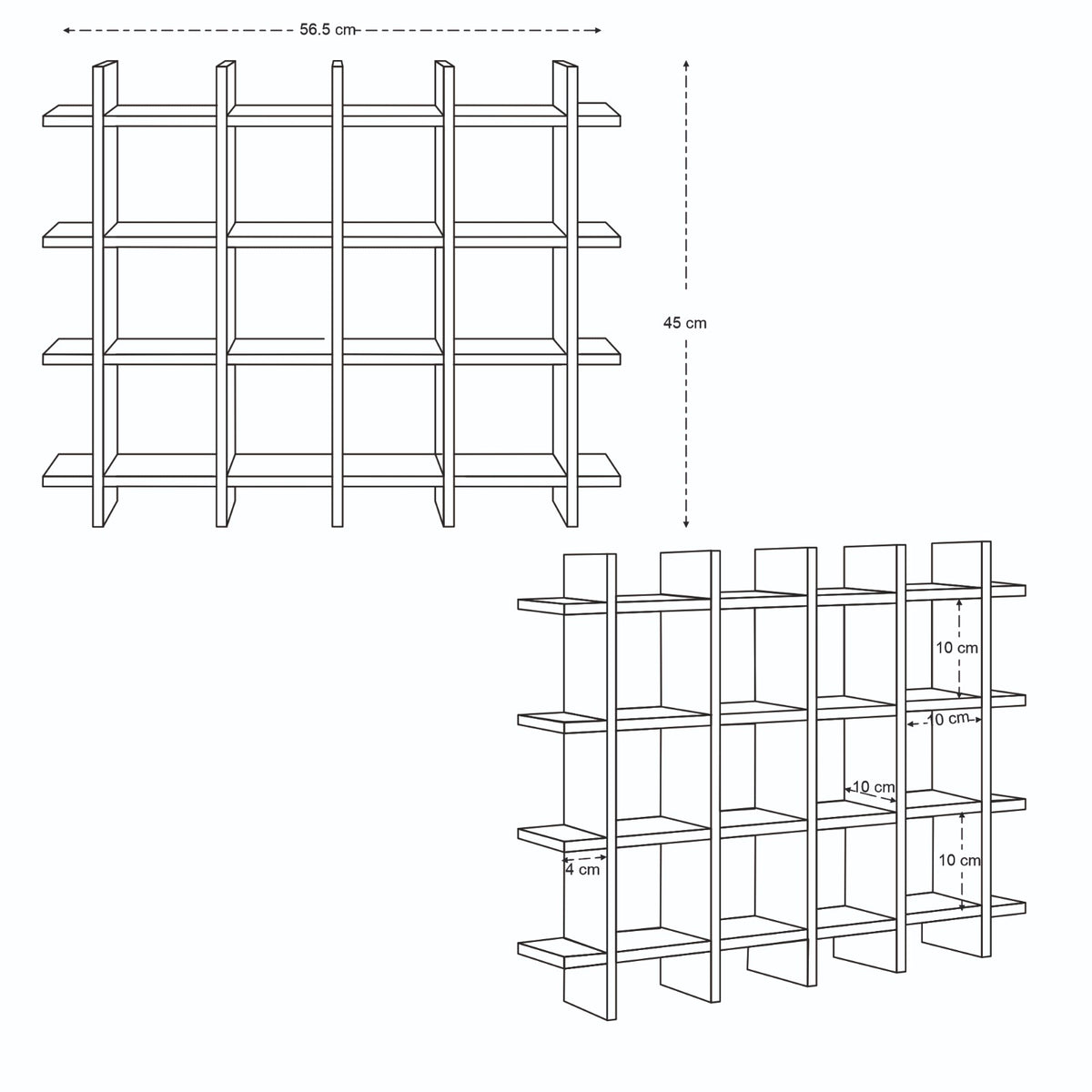 Yunomi Cup Shelf 4 by 3 in Dark Brown