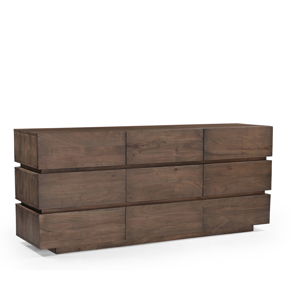 Richmond Solid Acacia Wood Large 9 Drawer Chest in Walnut