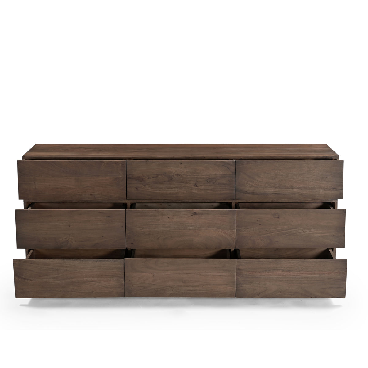 Richmond Solid Acacia Wood Large 9 Drawer Chest in Walnut