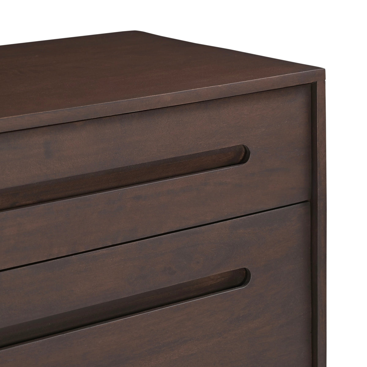 Elmora Solid Mango Wood 3 Drawer Chest in Walnut