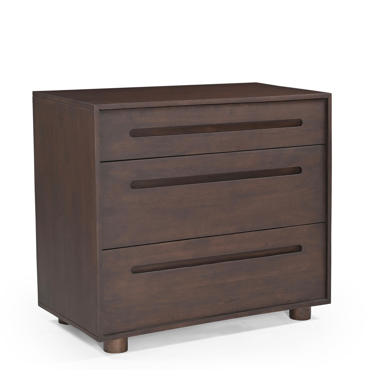 Elmora Solid Mango Wood 3 Drawer Chest in Walnut