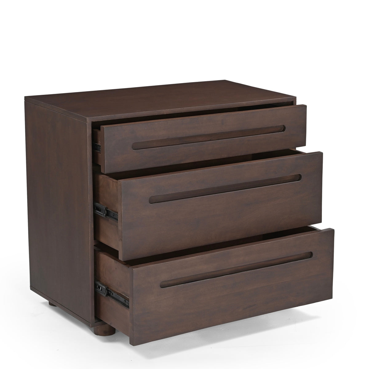 Elmora Solid Mango Wood 3 Drawer Chest in Walnut