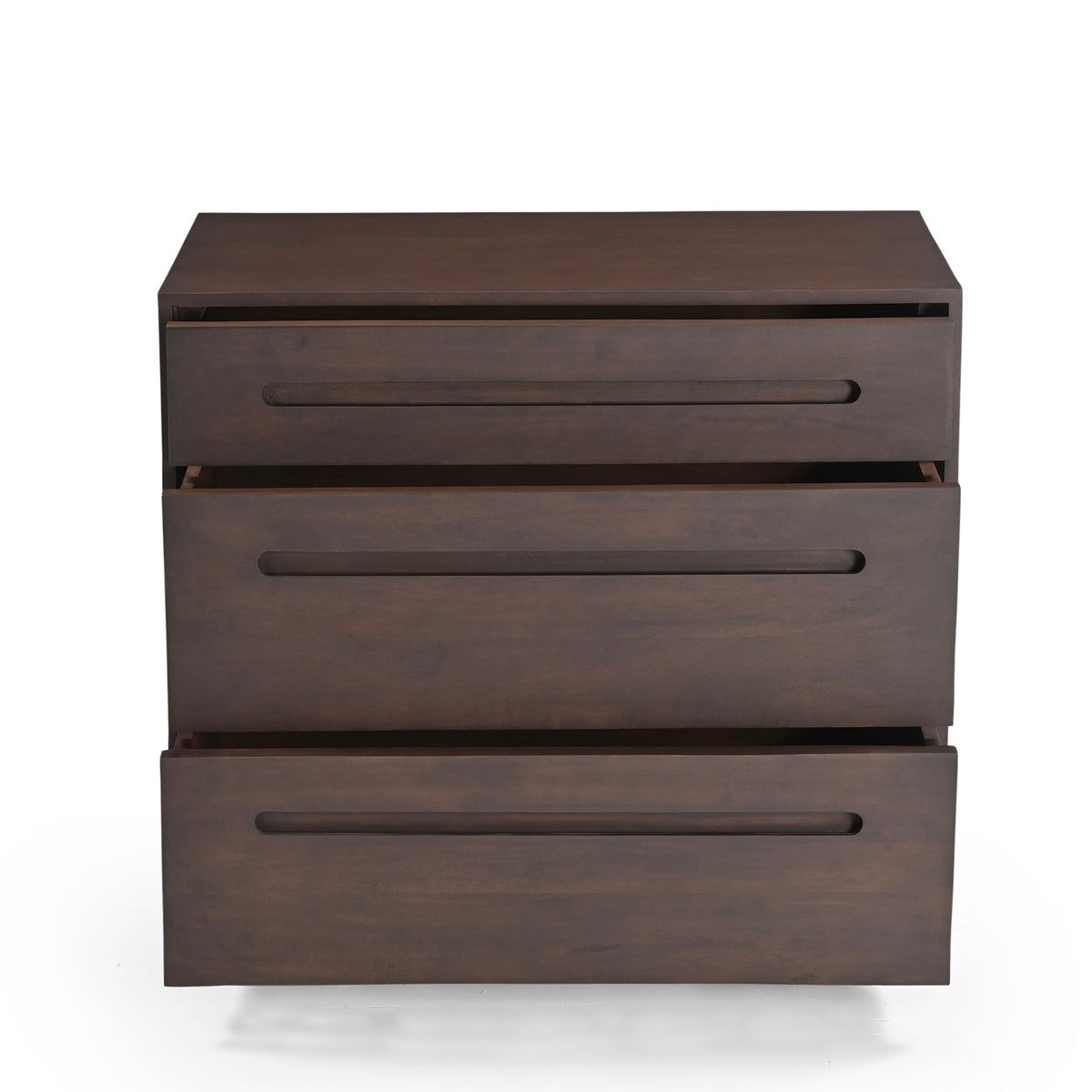 Elmora Solid Mango Wood 3 Drawer Chest in Walnut