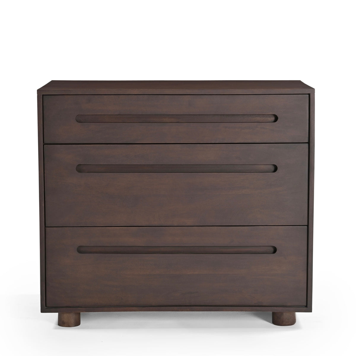 Elmora Solid Mango Wood 3 Drawer Chest in Walnut