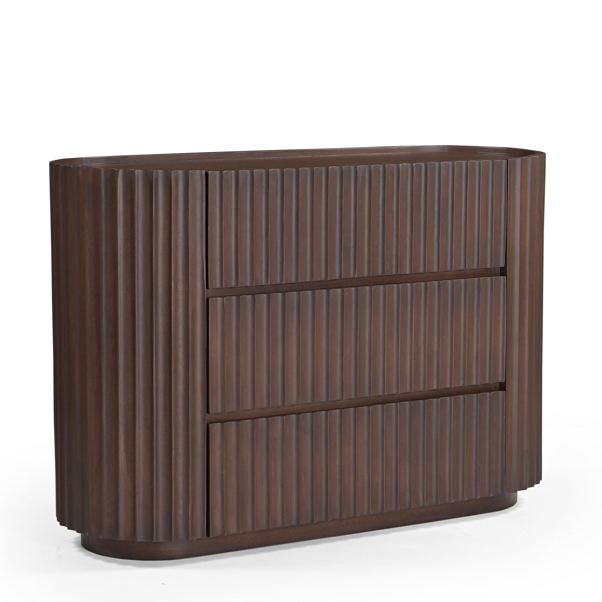 Theo Solid Mango Wood 3 Drawer Chest in Walnut