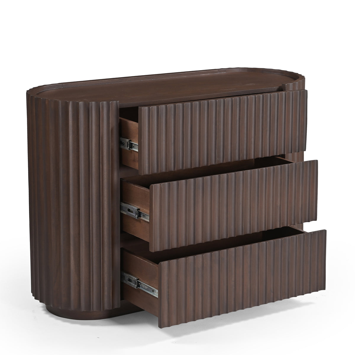 Theo Solid Mango Wood 3 Drawer Chest in Walnut