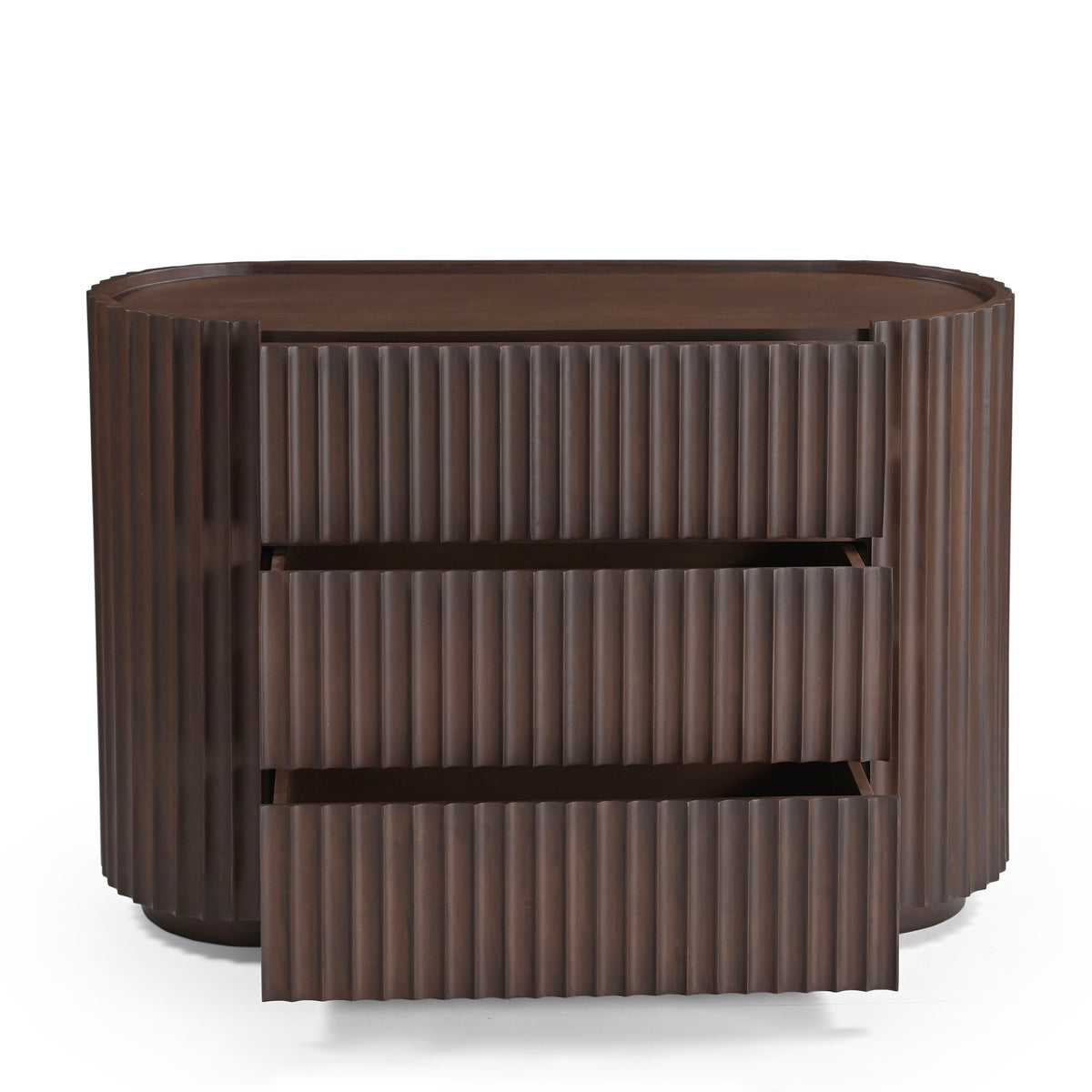 Theo Solid Mango Wood 3 Drawer Chest in Walnut