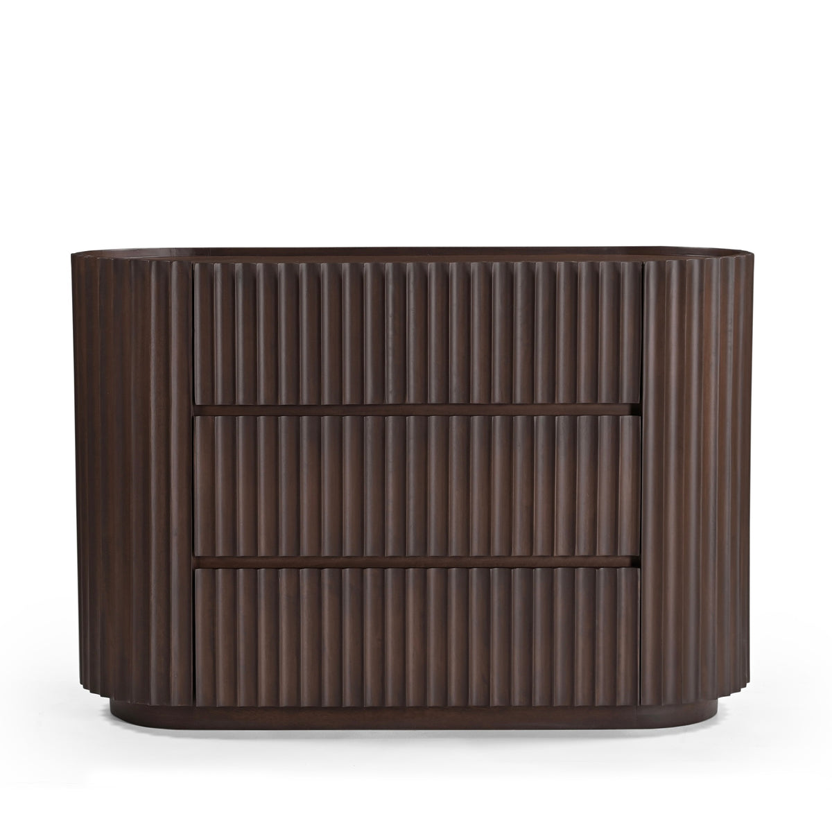 Theo Solid Mango Wood 3 Drawer Chest in Walnut