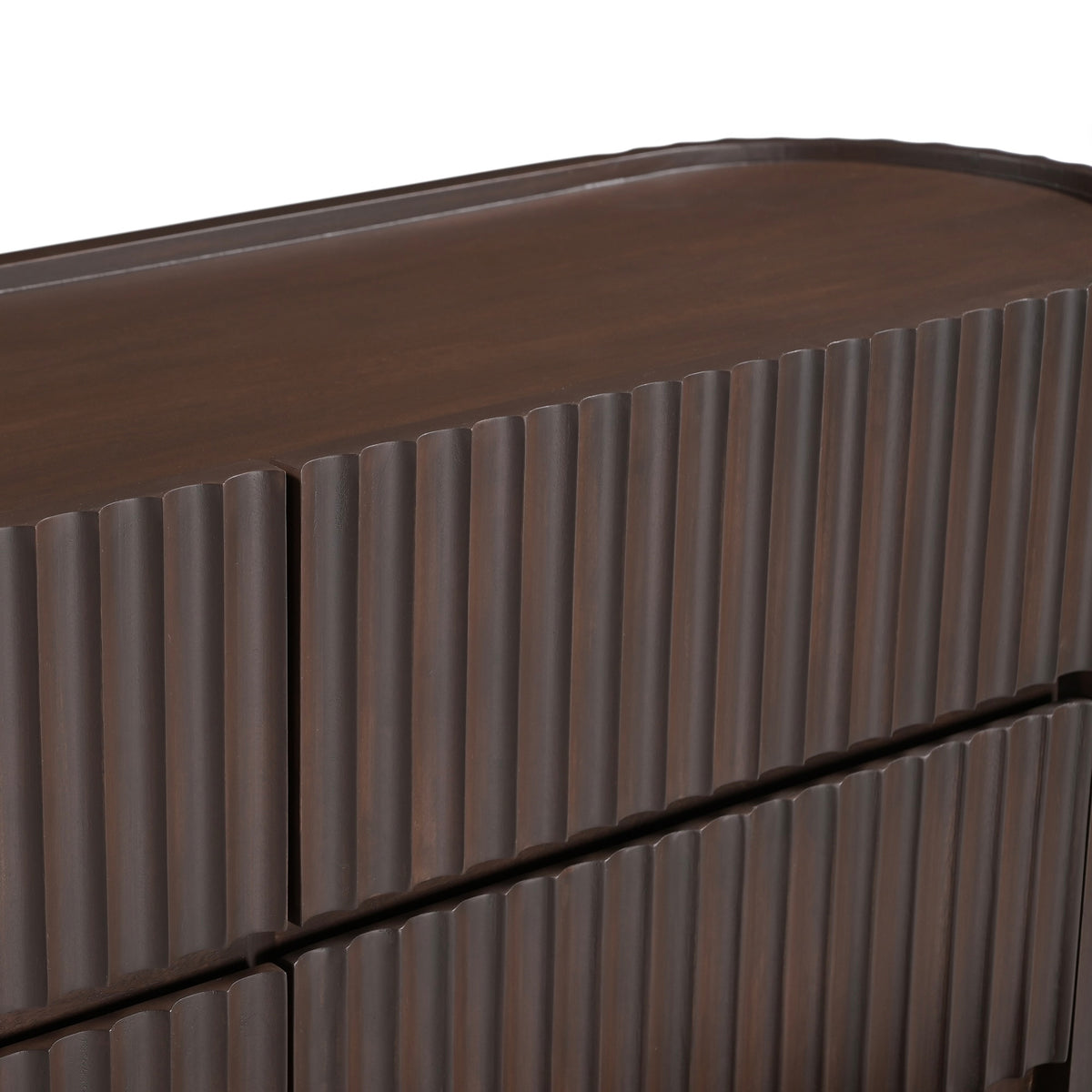 Theo Solid Mango Wood Large 6 Drawer Chest in Walnut