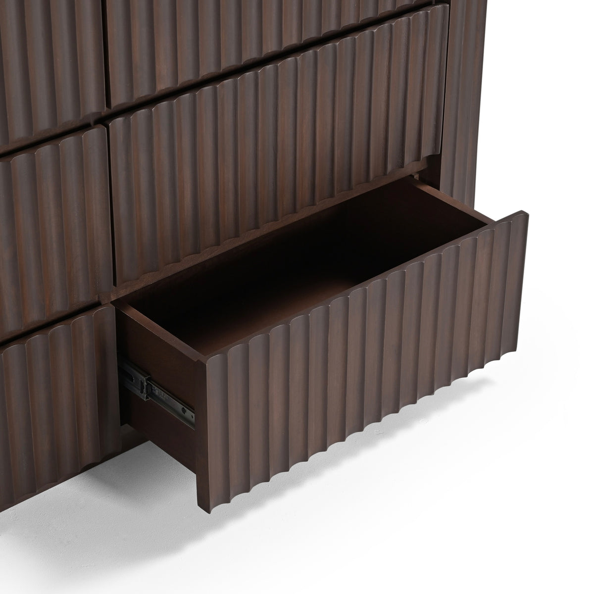 Theo Solid Mango Wood Large 6 Drawer Chest in Walnut