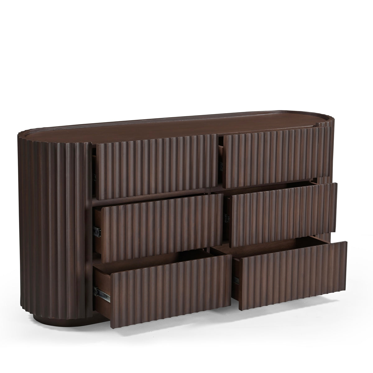 Theo Solid Mango Wood Large 6 Drawer Chest in Walnut