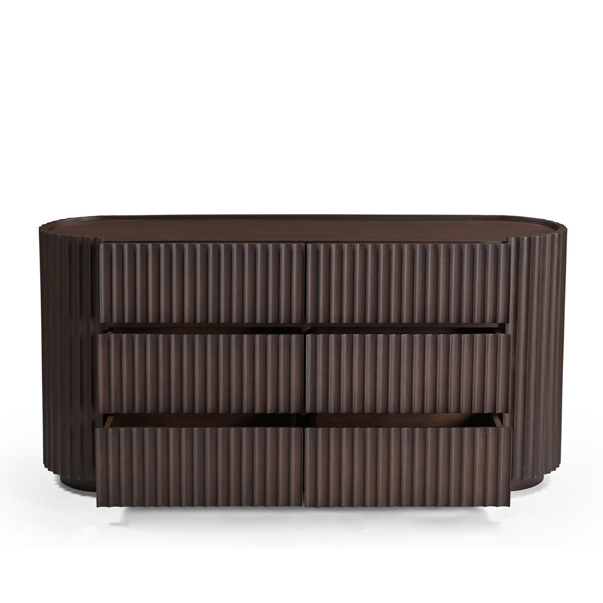 Theo Solid Mango Wood Large 6 Drawer Chest in Walnut