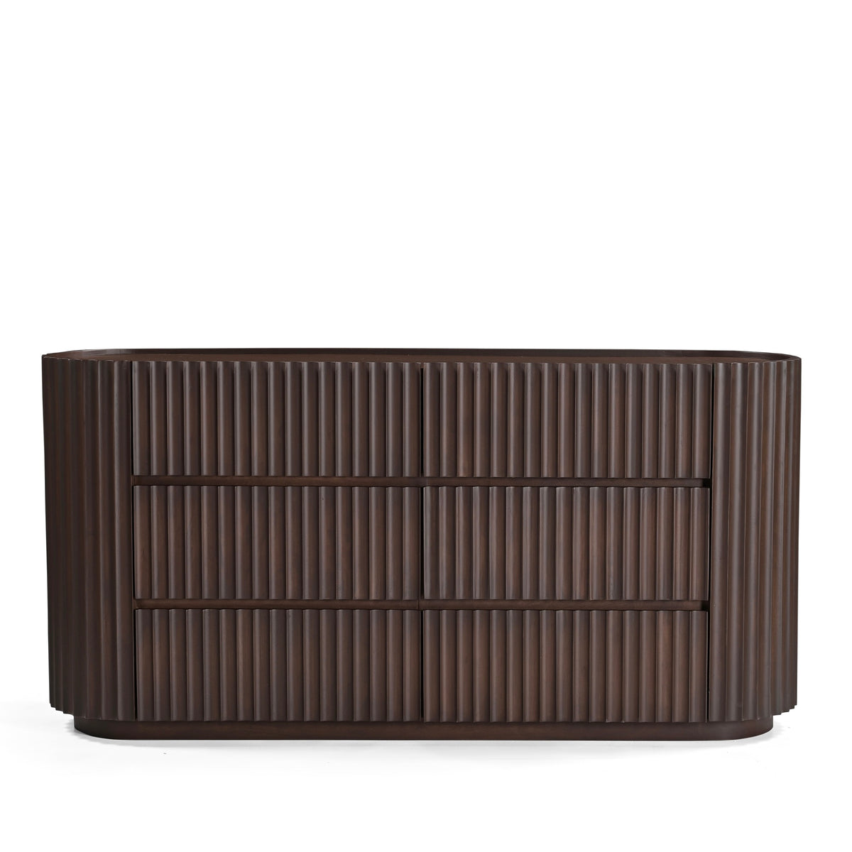 Theo Solid Mango Wood Large 6 Drawer Chest in Walnut