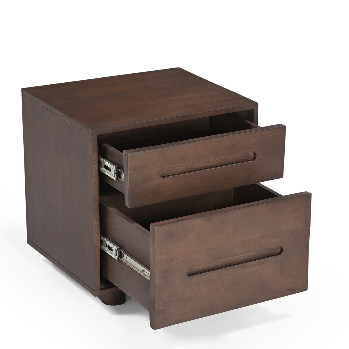 Elmora Solid Mango Wood Bedside Table in Walnut