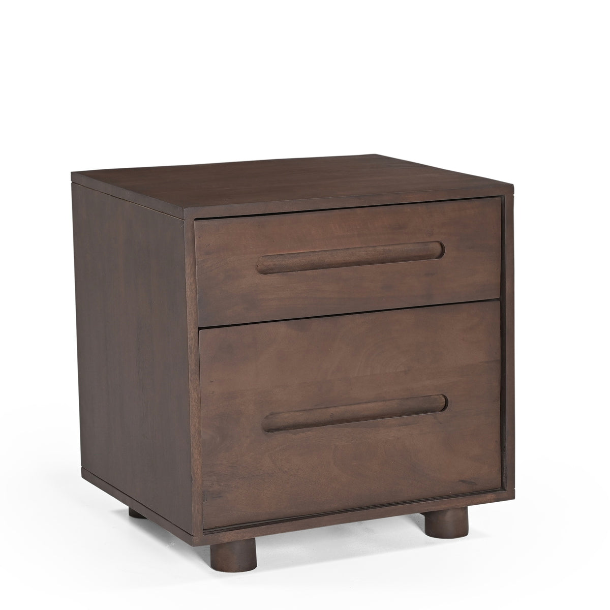 Elmora Solid Mango Wood Bedside Table in Walnut