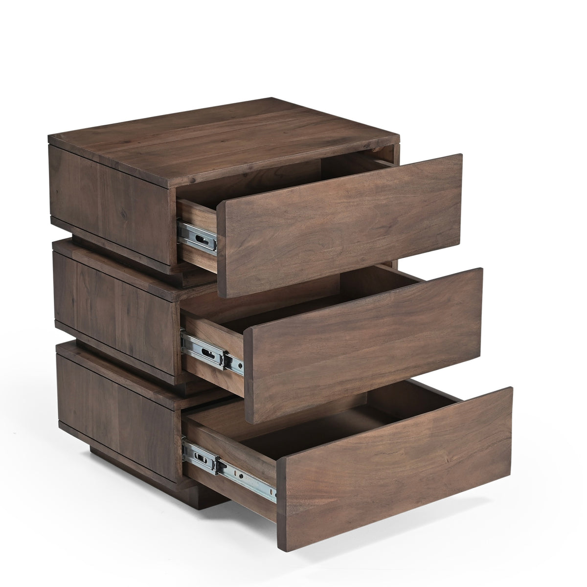 Richmond Solid Acacia Wood Bedside Table in Brown