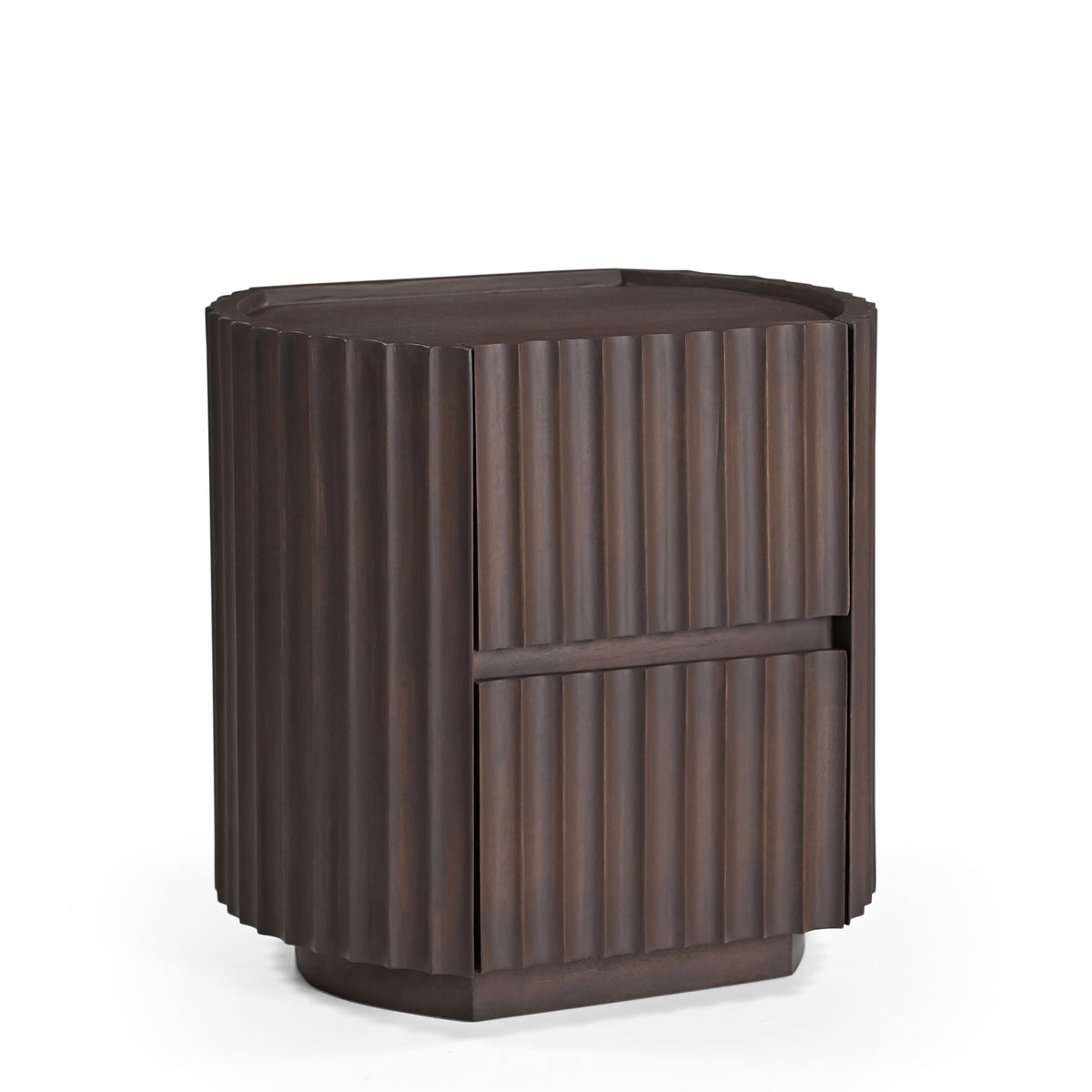 Theo Solid Mango Wood Bedside Table in Walnut