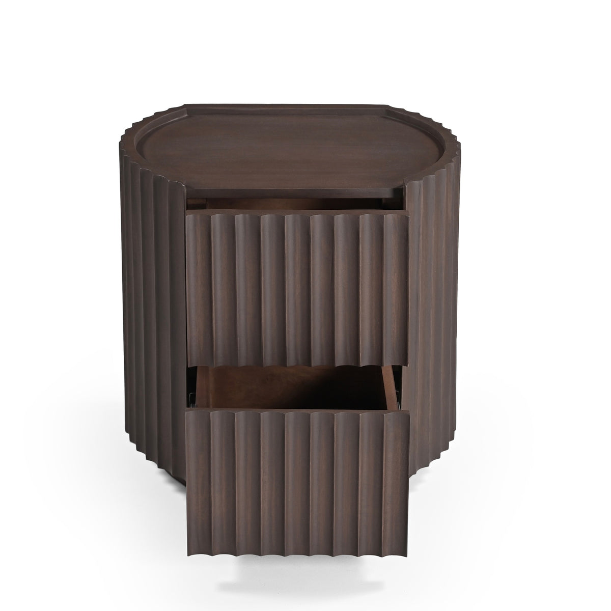 Theo Solid Mango Wood Bedside Table in Walnut