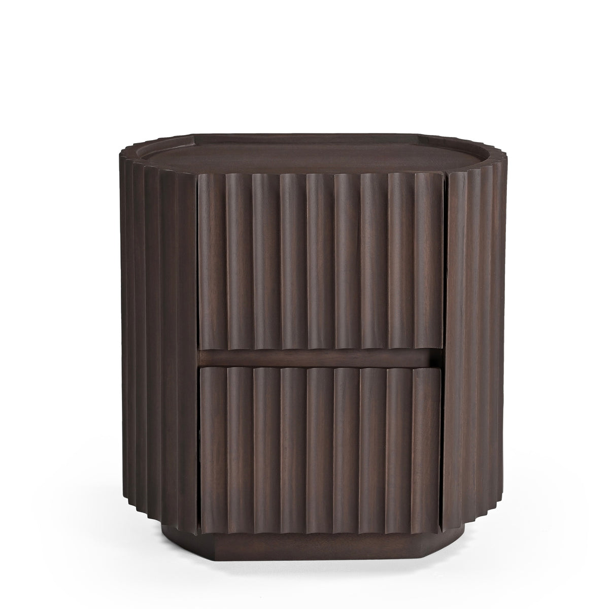 Theo Solid Mango Wood Bedside Table in Walnut