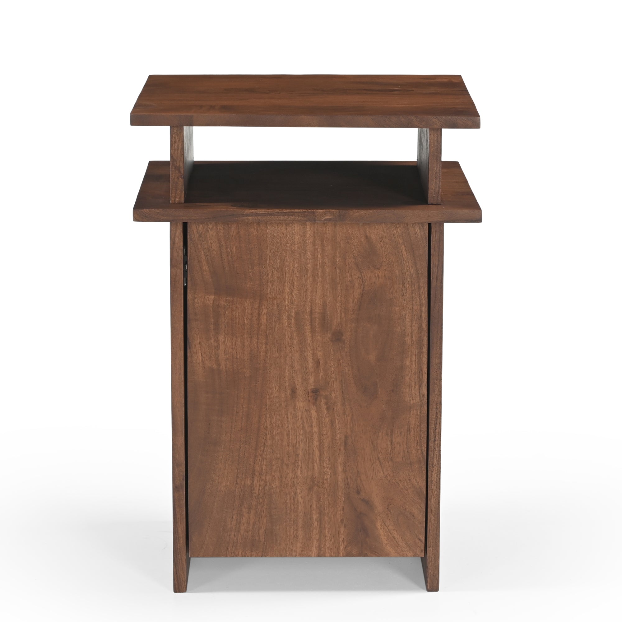 Yamato Solid Acacia Wood Bedside Table in Walnut