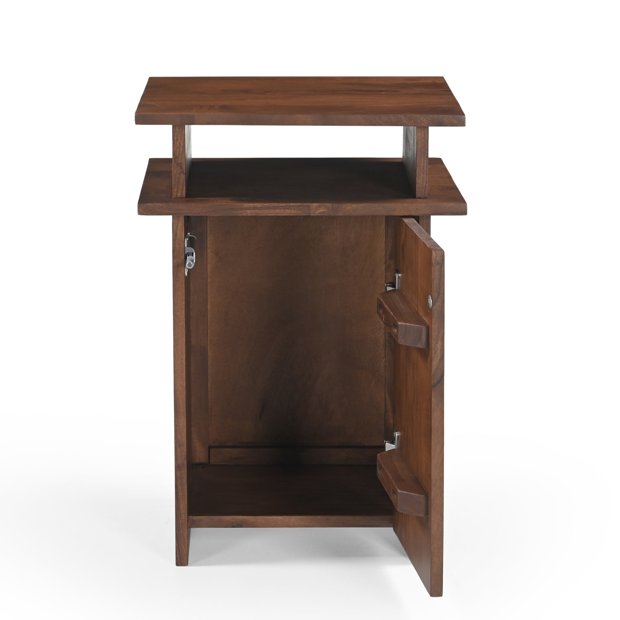 Yamato Solid Acacia Wood Bedside Table in Walnut