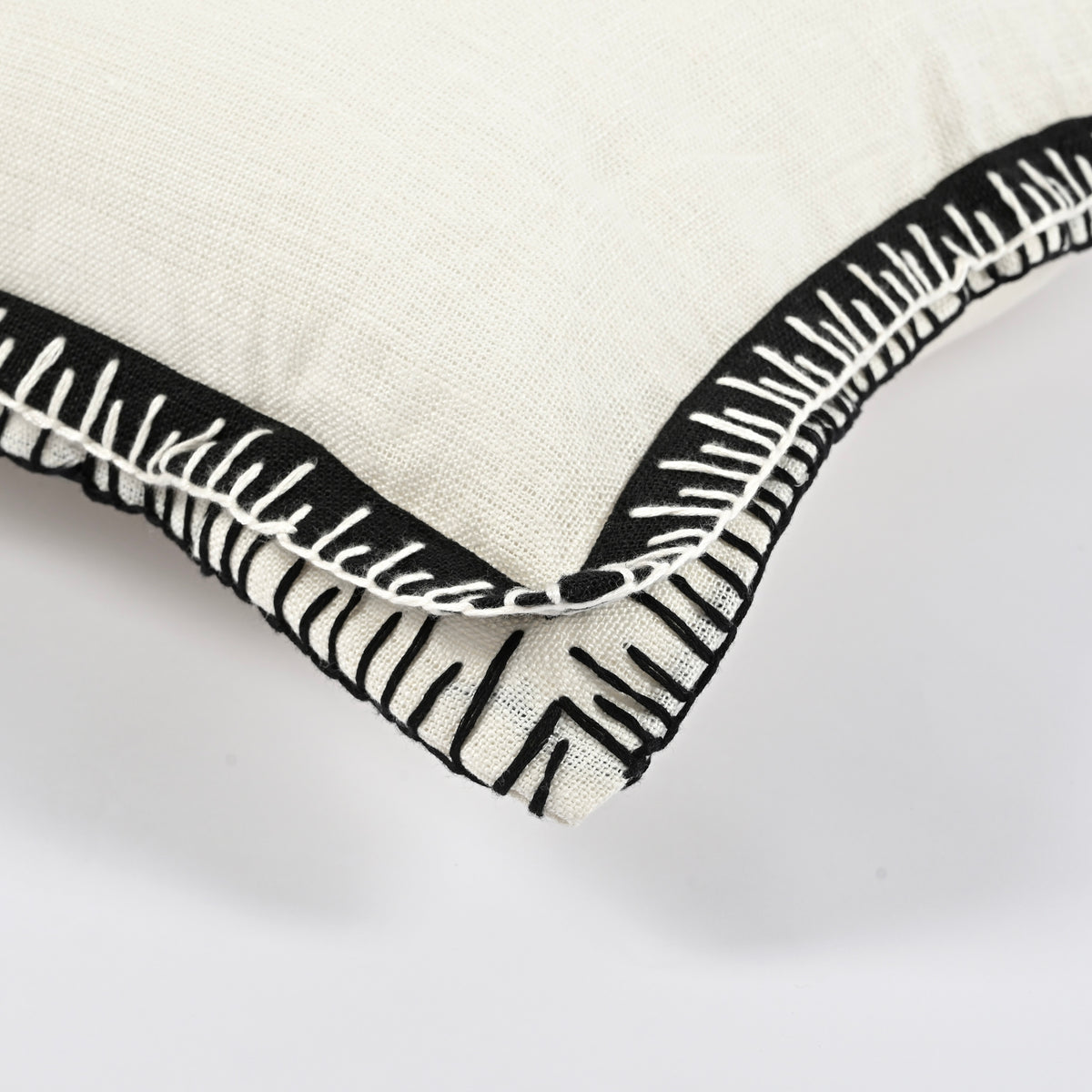 Nami Cushion in White with Black Trim 50 x 50cm
