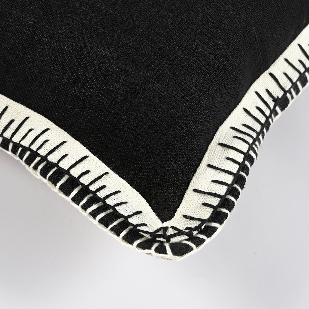 Nami Cushion Noir with White Trim 50 x 50cm