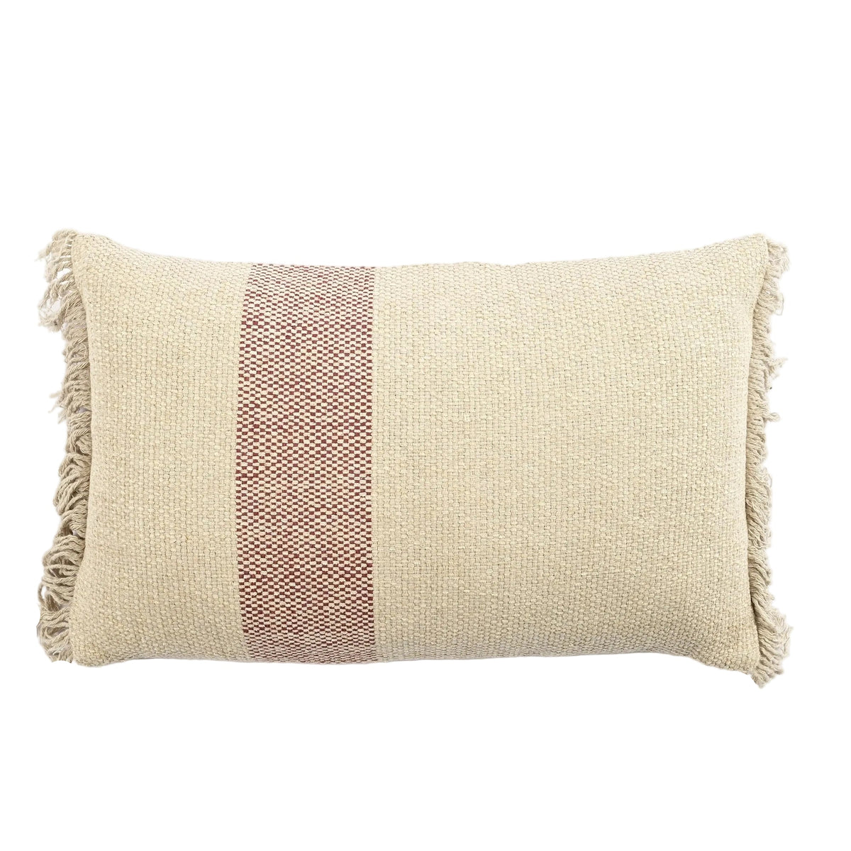 Stria Cushion in Natural, Red 30 x 50cm