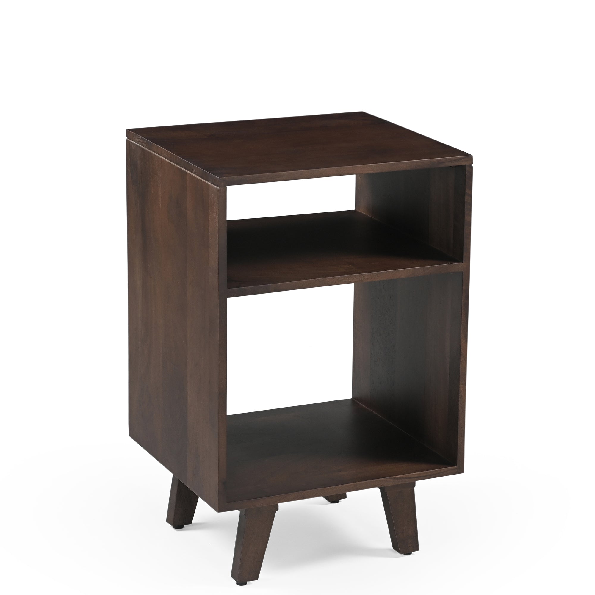 Wax Solid Mango Wood Vinyl Storage Side Table