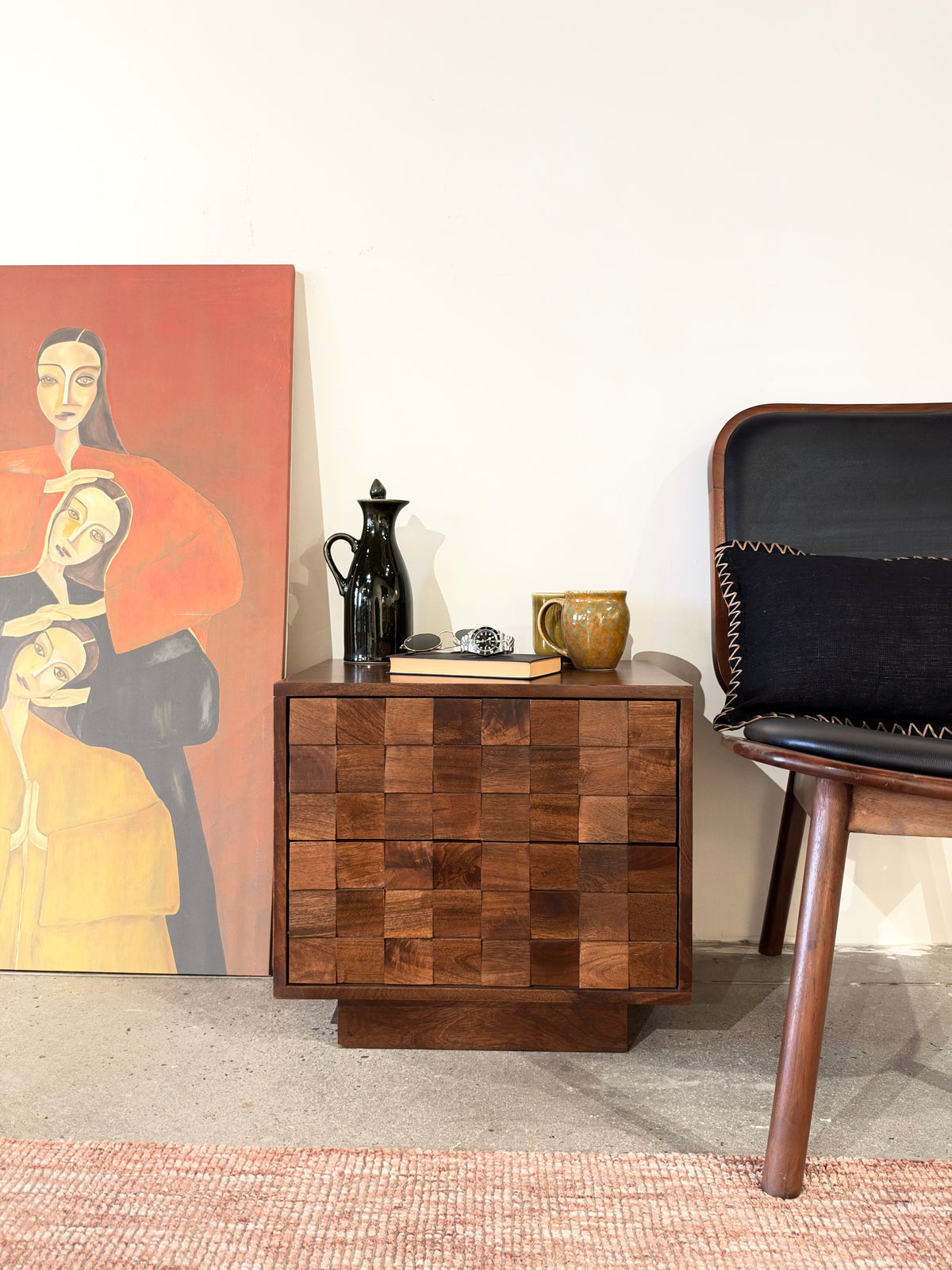 Mokko Solid Mango Wood Bedside Table in Dark Brown