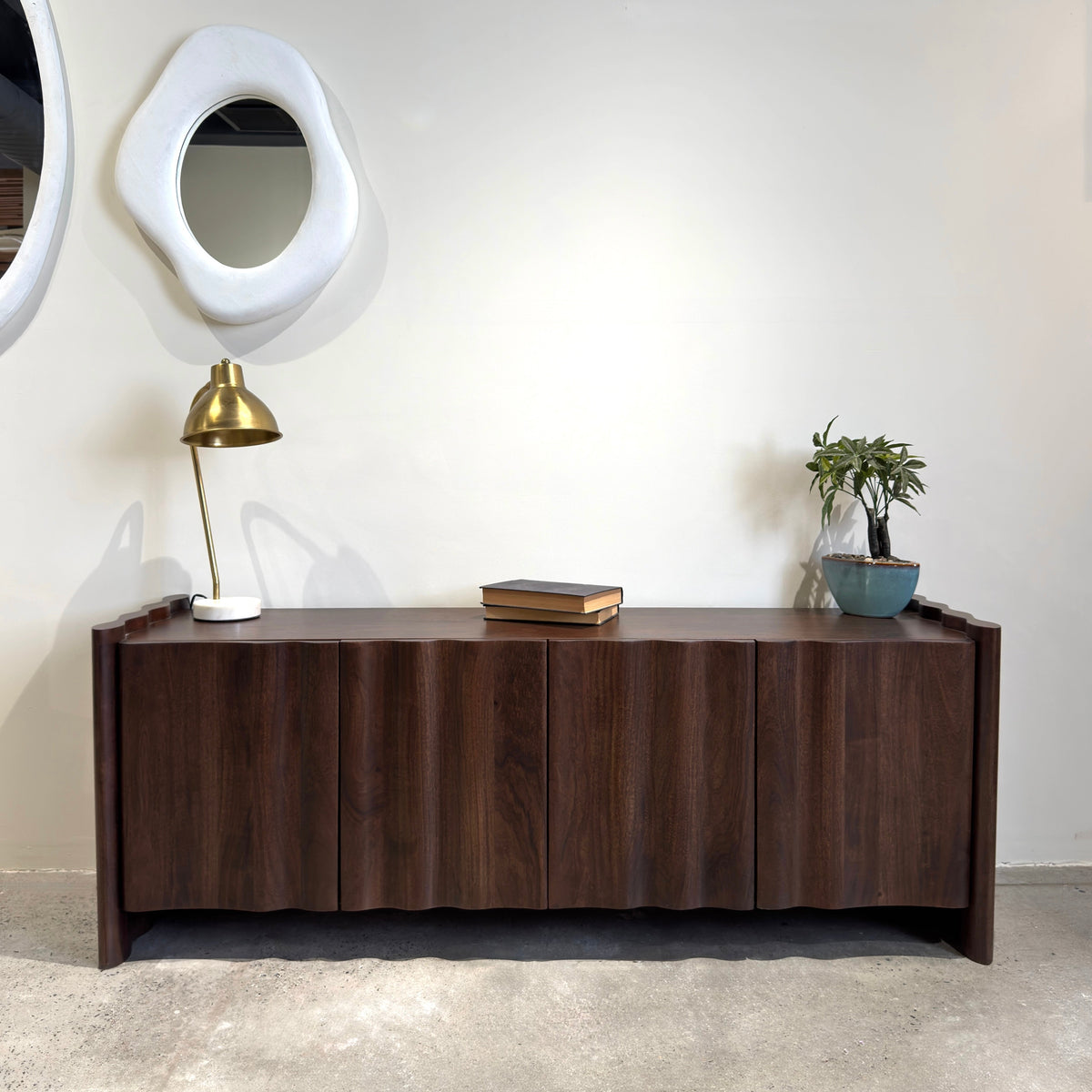 Kori Solid Acacia Wood Medium TV Stand in Walnut (160cm)