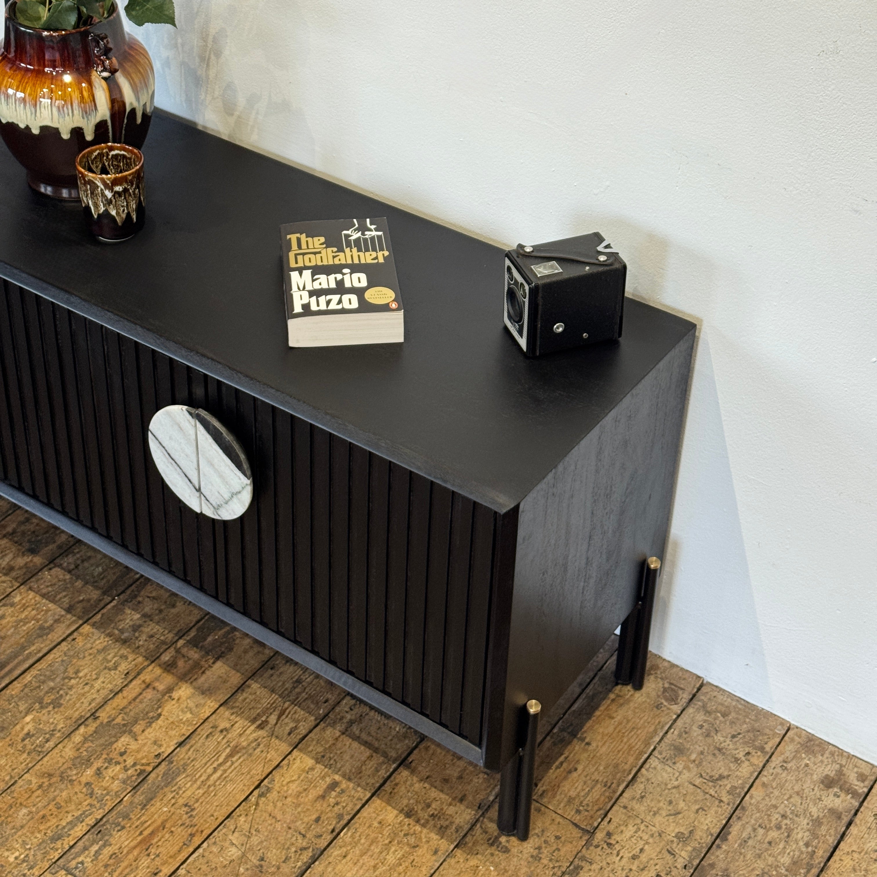 Madison Solid Mango Wood TV Unit Black