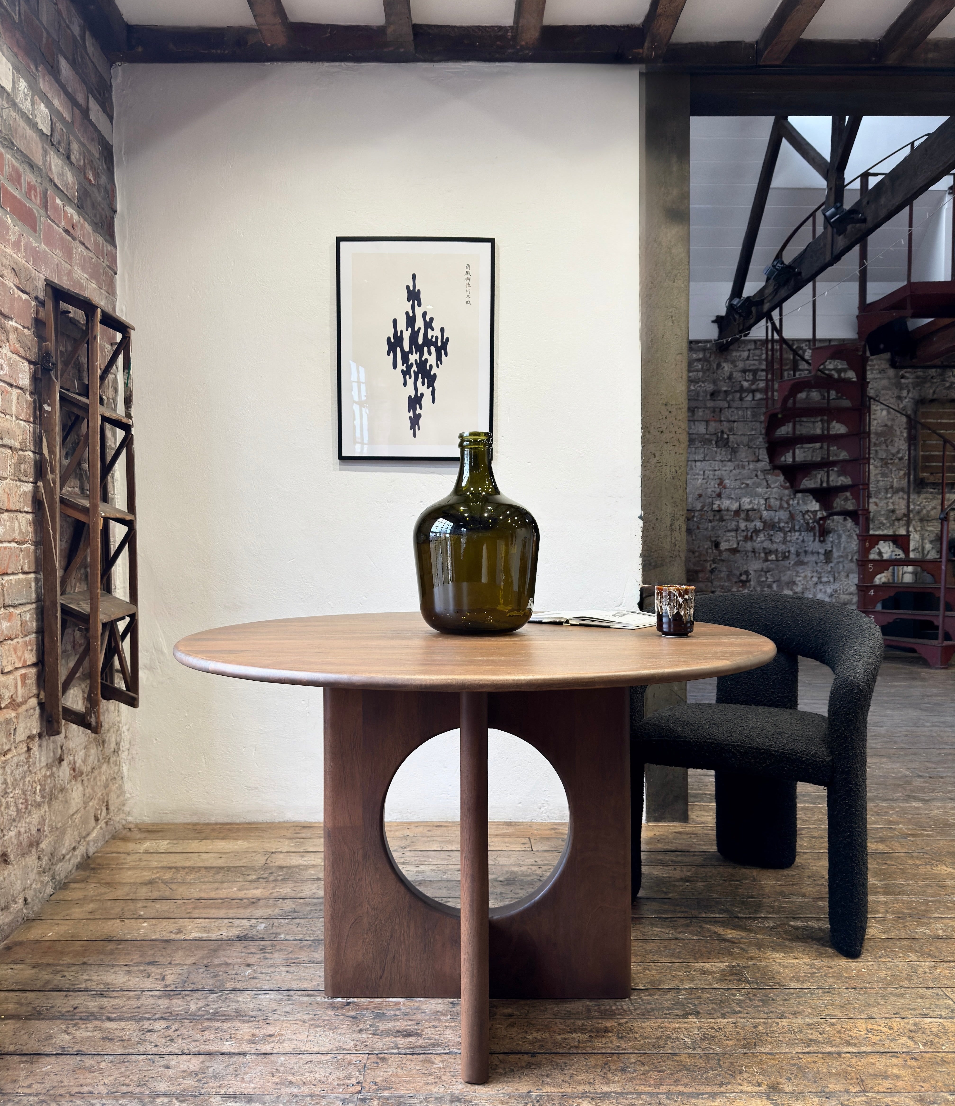 Chicago Round Solid Mango Wood Dining Table Brown