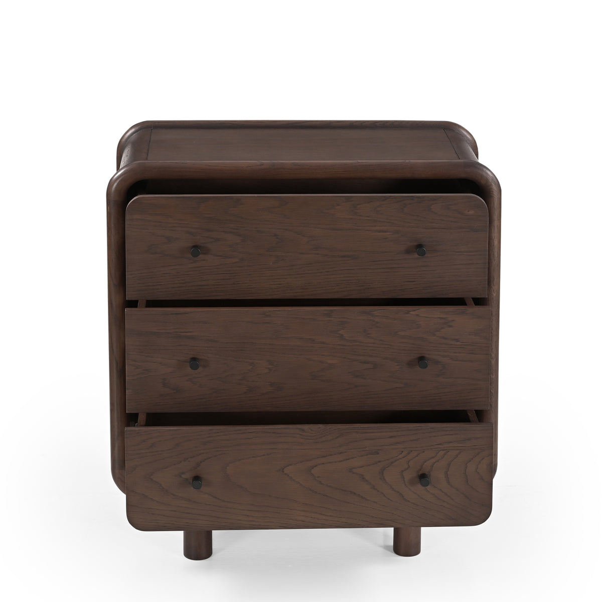 Koda Oak Wood 3 Drawer Chest in Dark Brown