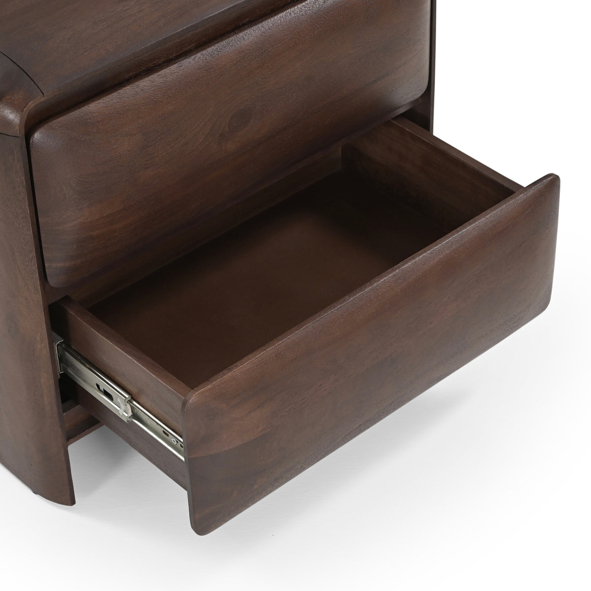 Verona Solid Mango Wood 2 Drawer Bedside in Dark Brown