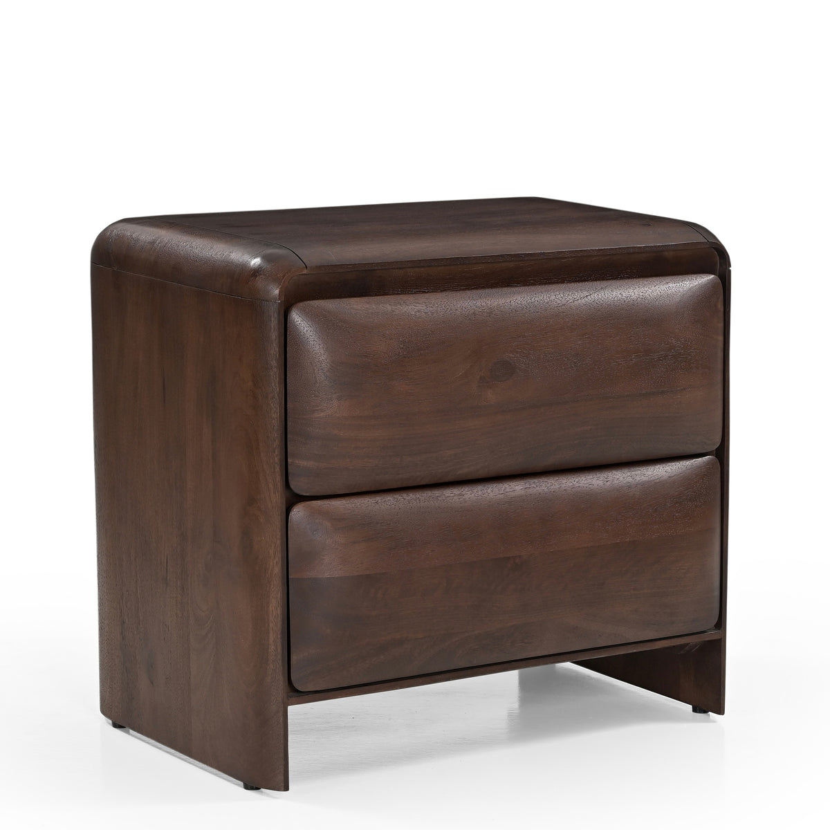 Verona Solid Mango Wood 2 Drawer Bedside in Dark Brown