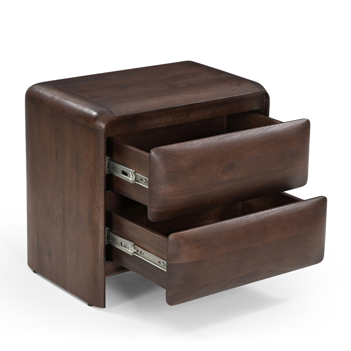 Verona Solid Mango Wood 2 Drawer Bedside in Dark Brown