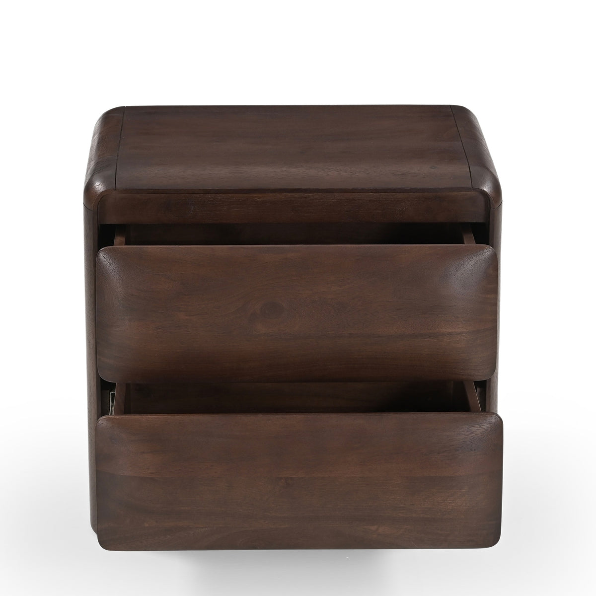Verona Solid Mango Wood 2 Drawer Bedside in Dark Brown