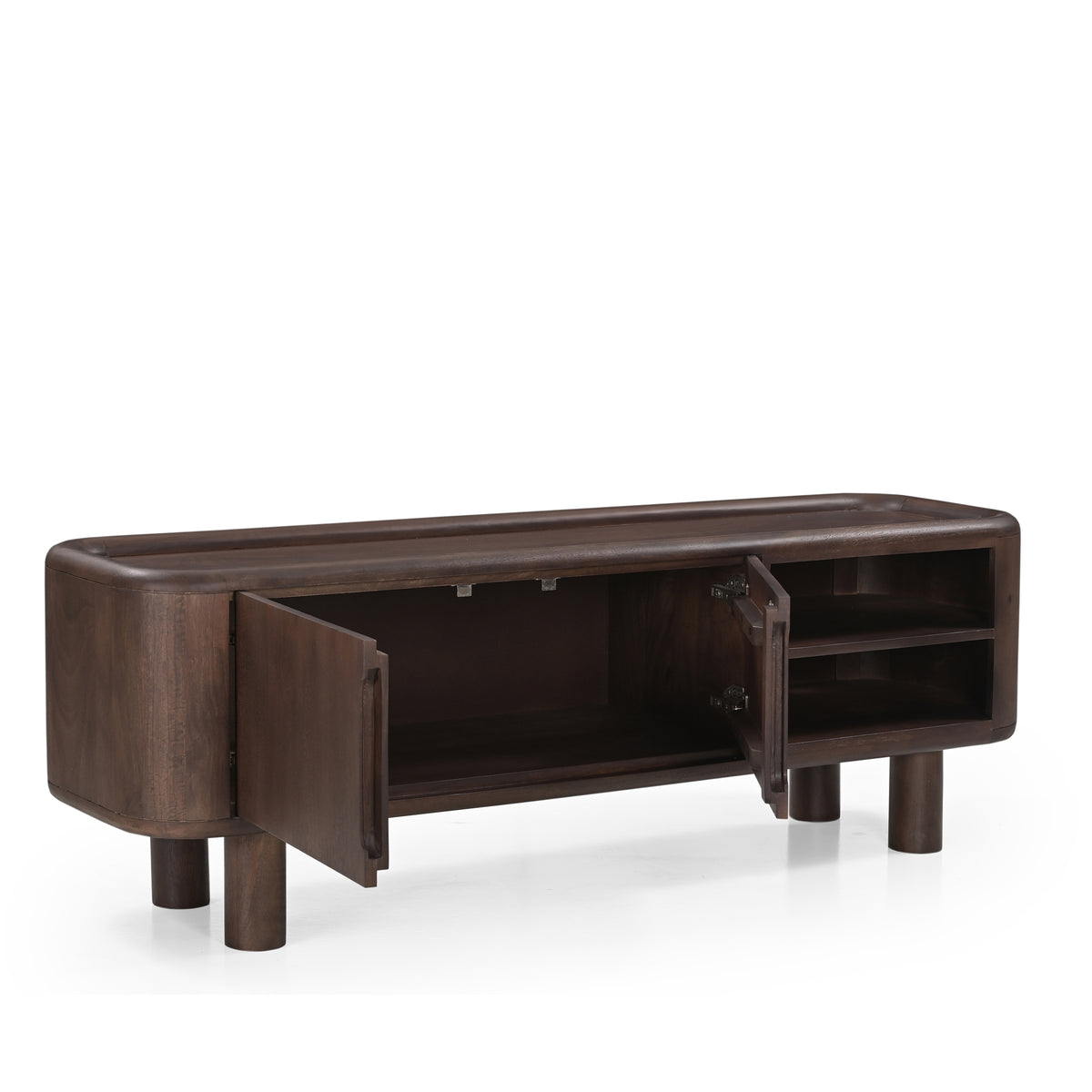 Tovi Solid Mango Wood Medium TV Stand in Dark Brown (150cm)