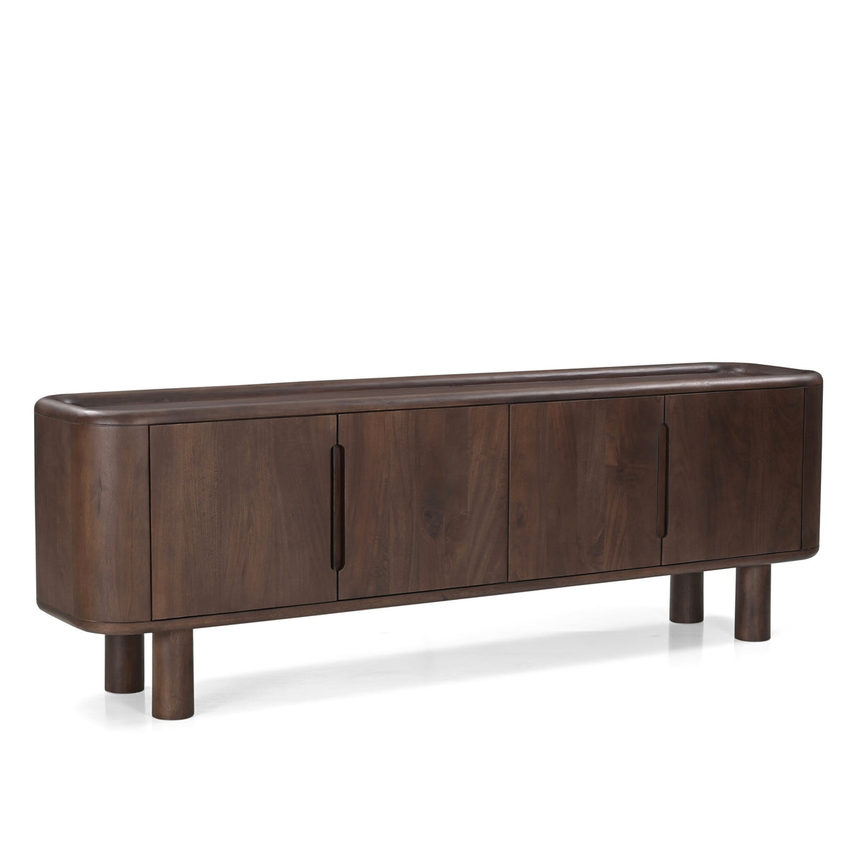 Tovi Solid Mango Wood Large TV Stand in Dark Brown (180cm)